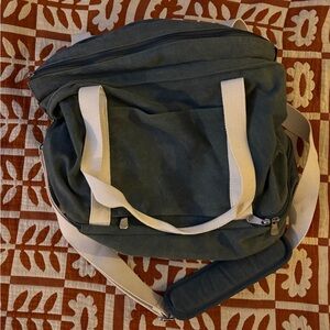 Canvas Travel Duffel (Catalina) Bag in Olive Green with Cream Handles
